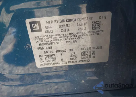 2019 Buick Encore Fwd Preferred из США, поврежденный, VIN KL4CJASB4KB831212